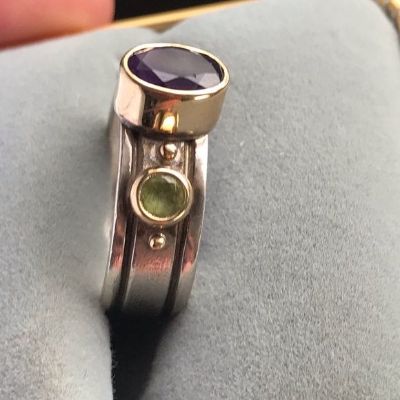 ๐ป9xHP!๐ป Amethyst Peridot Ring Bezel Set Ss &โฆ - Picture 5 of 9